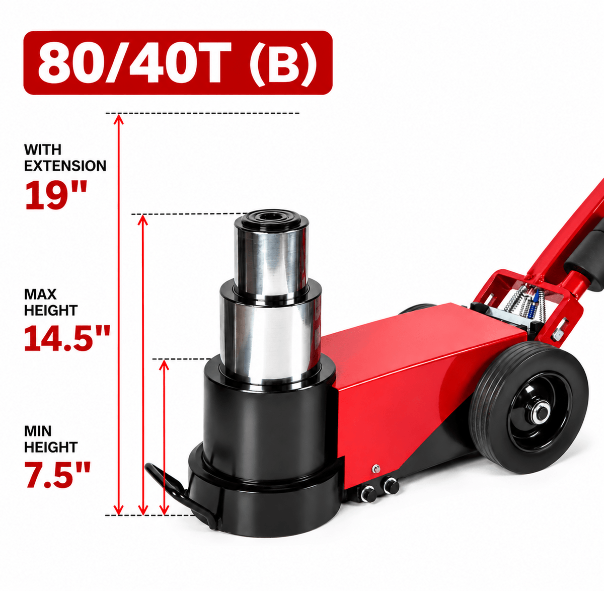 80/40 Ton Air Hydraulic Jack Heavy Duty - JR AIR TOOLS